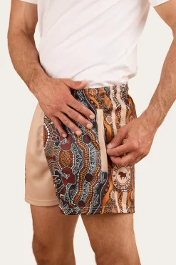 Walkabout Warrior Footy Short - Dark Sand / Multi