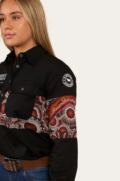 Walkabout Warrior Womens Half Button Work Shirt - Black