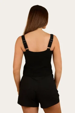 Westley Embroidered Fashion Top - Black
