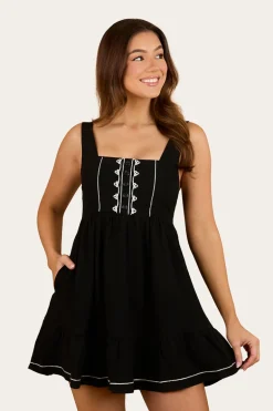Westley Womens Embroidered Mini Dress - Black
