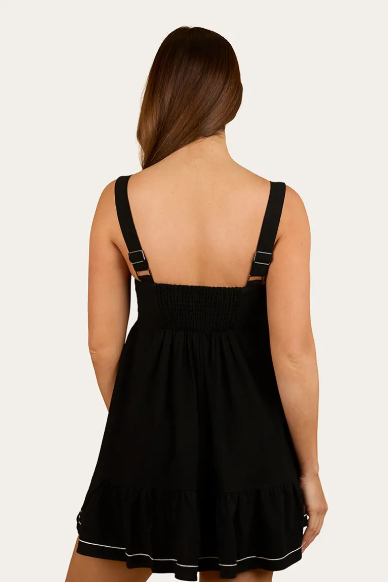 Westley Womens Embroidered Mini Dress - Black