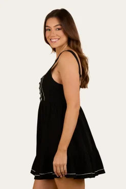 Westley Womens Embroidered Mini Dress - Black