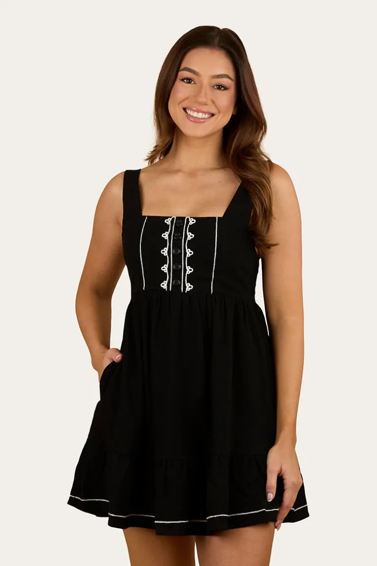 Westley Womens Embroidered Mini Dress - Black