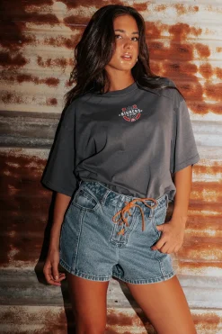 Wild Eyes Oversized Womens T-Shirt - Washed Black