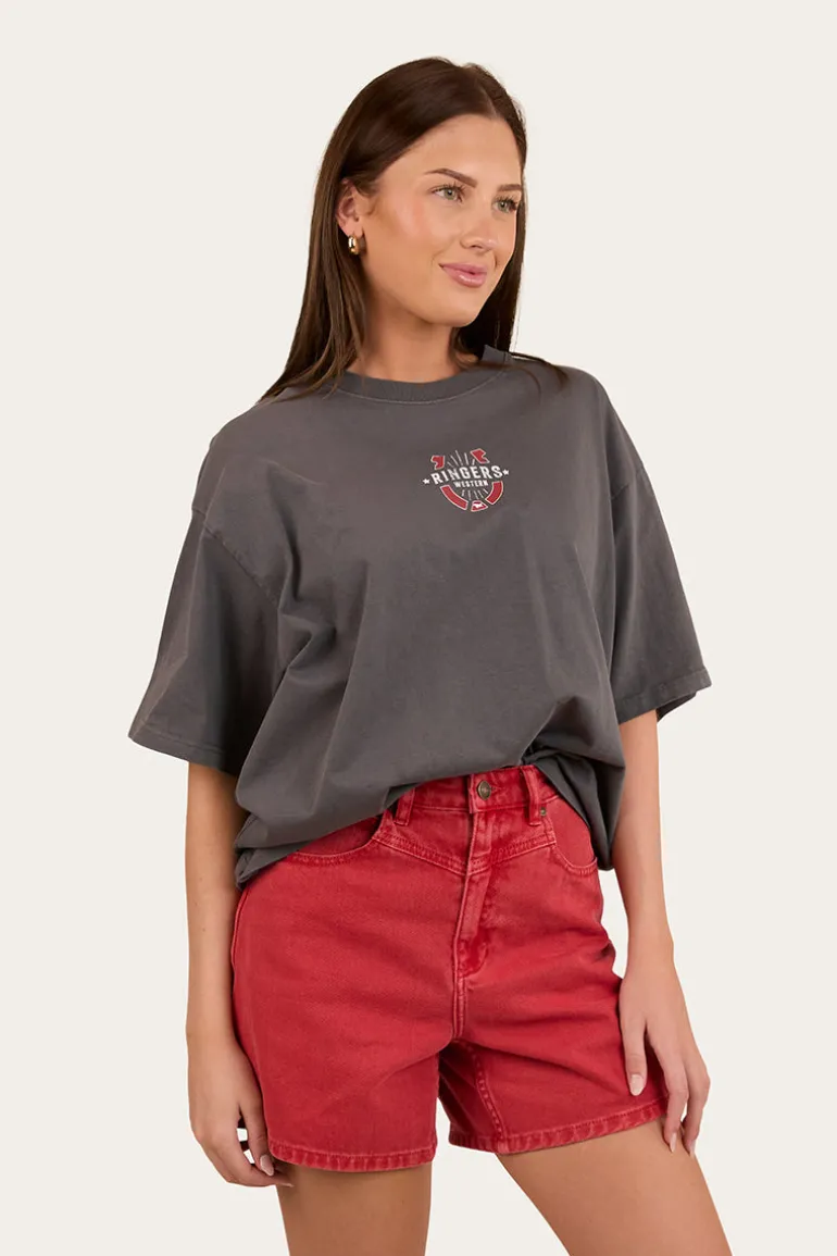 Wild Eyes Oversized Womens T-Shirt - Washed Black