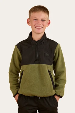 Winton Kids 1/4 Zip Crew Neck Fleece - Military Green