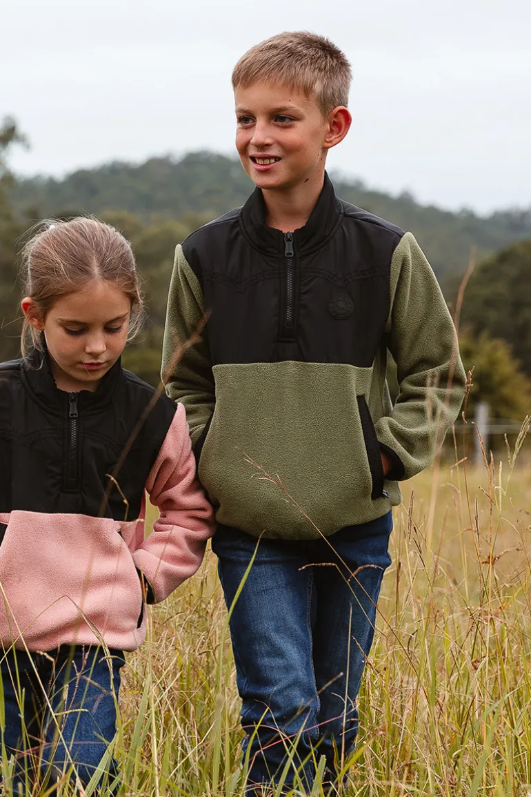 Winton Kids 1/4 Zip Crew Neck Fleece - Military Green
