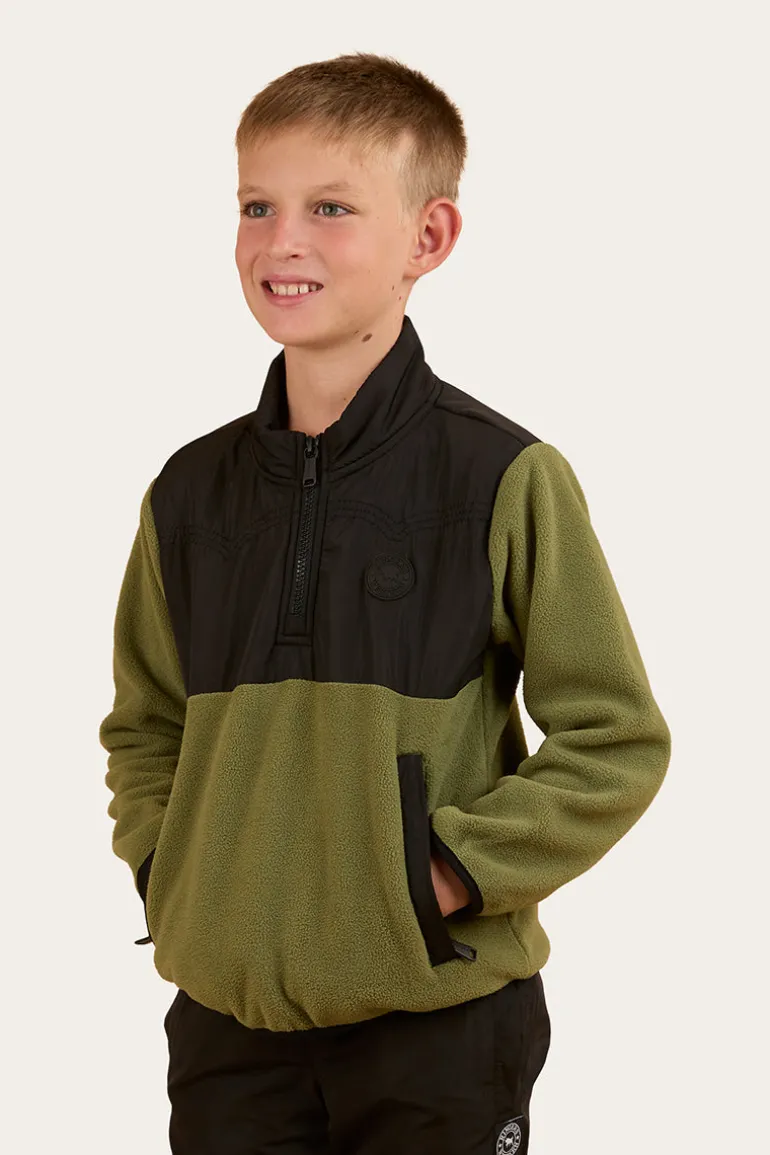 Winton Kids 1/4 Zip Crew Neck Fleece - Military Green