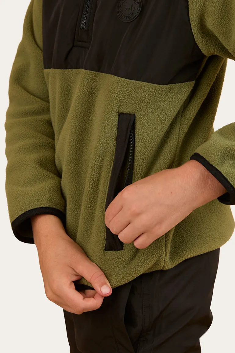 Winton Kids 1/4 Zip Crew Neck Fleece - Military Green