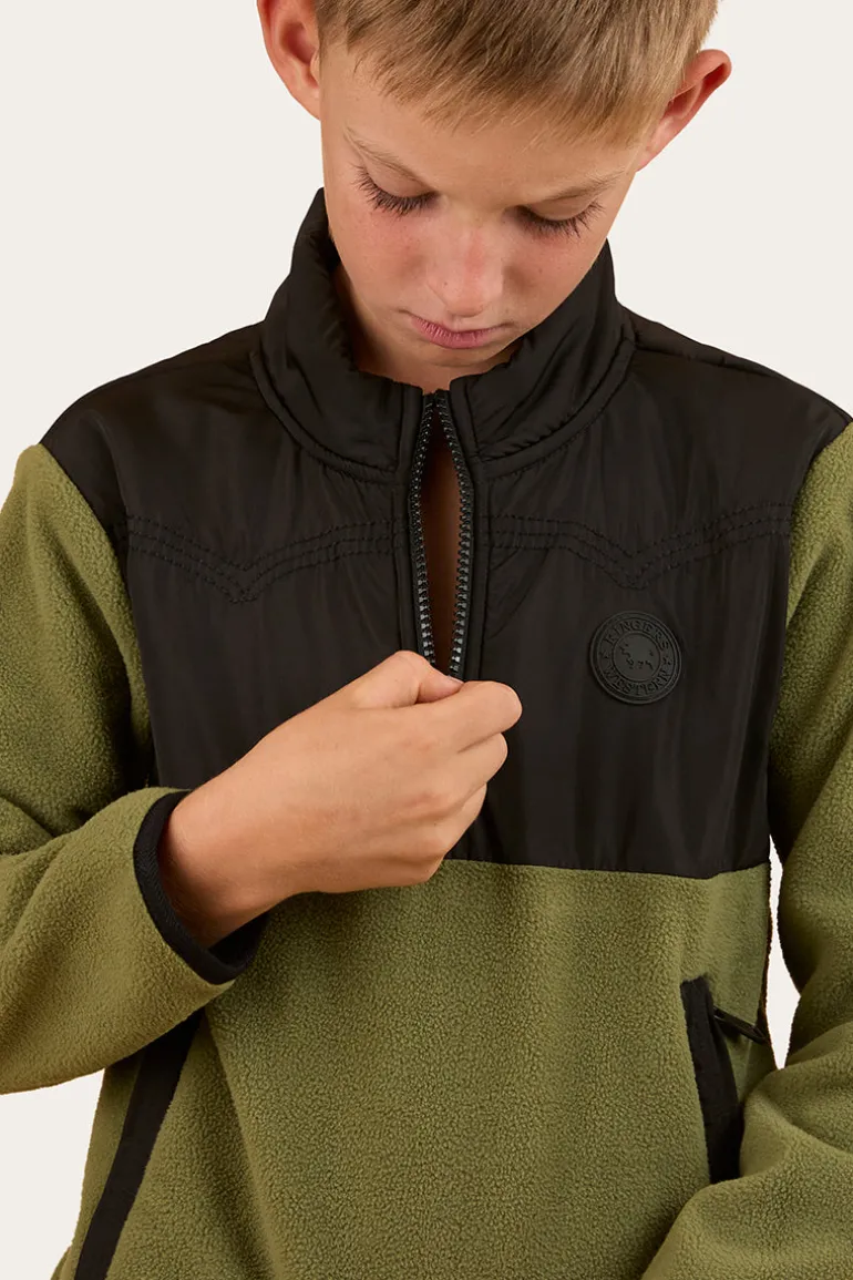 Winton Kids 1/4 Zip Crew Neck Fleece - Military Green