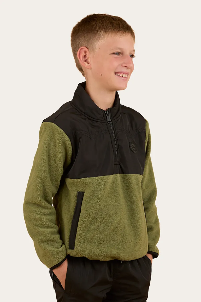 Winton Kids 1/4 Zip Crew Neck Fleece - Military Green