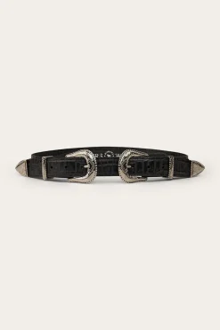 Zoey Double Buckle Belt - Black
