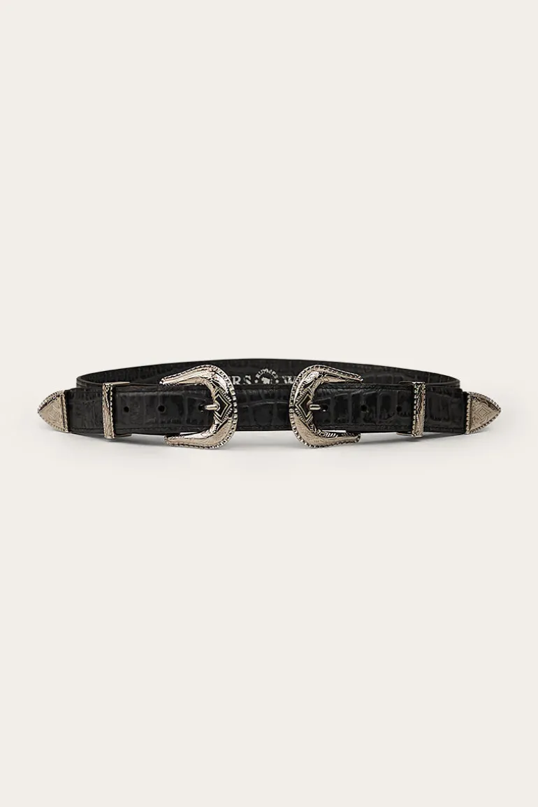 Zoey Double Buckle Belt - Black