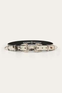 Zoey Double Buckle Belt - Black/White